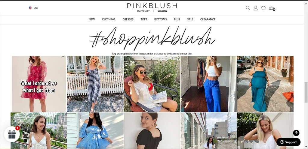 PinkBlush also does a good job of marketing with social proof