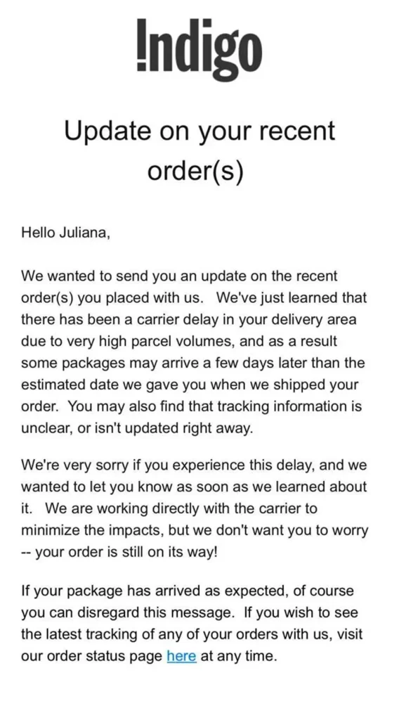 The Shipping Delay Email